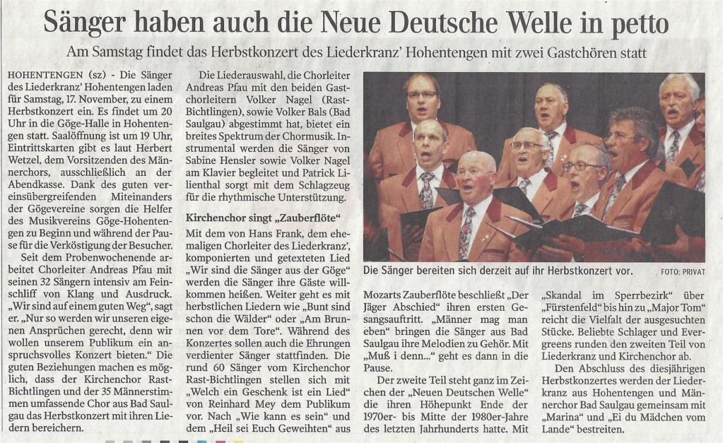 Bericht Schwäbische Zeitung 14.11.2018
