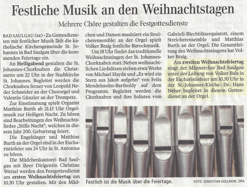 Bericht Schwäbische Zeitung 20.12.2018