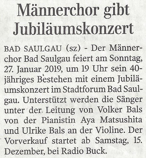 Bericht Schwäbische Zeitung 14.12.2018