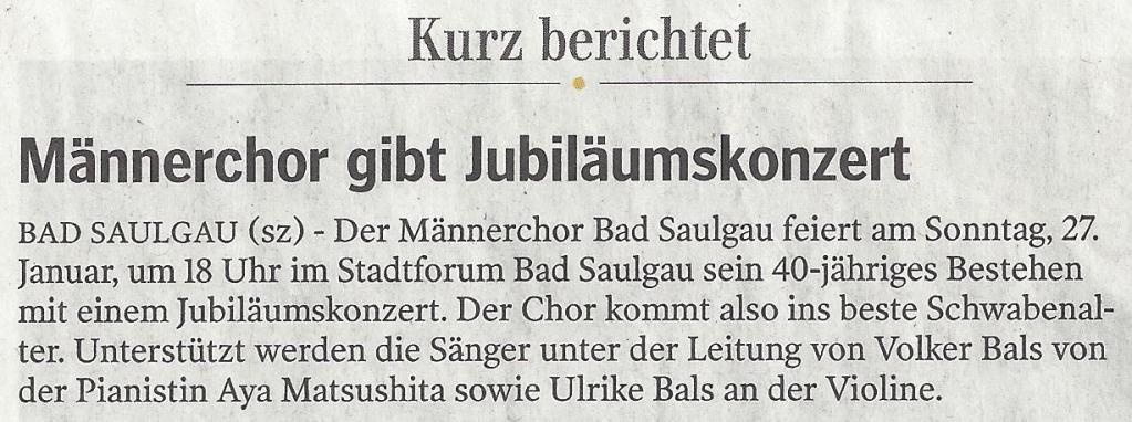 Bericht Schwäbische Zeitung 18.01.2019