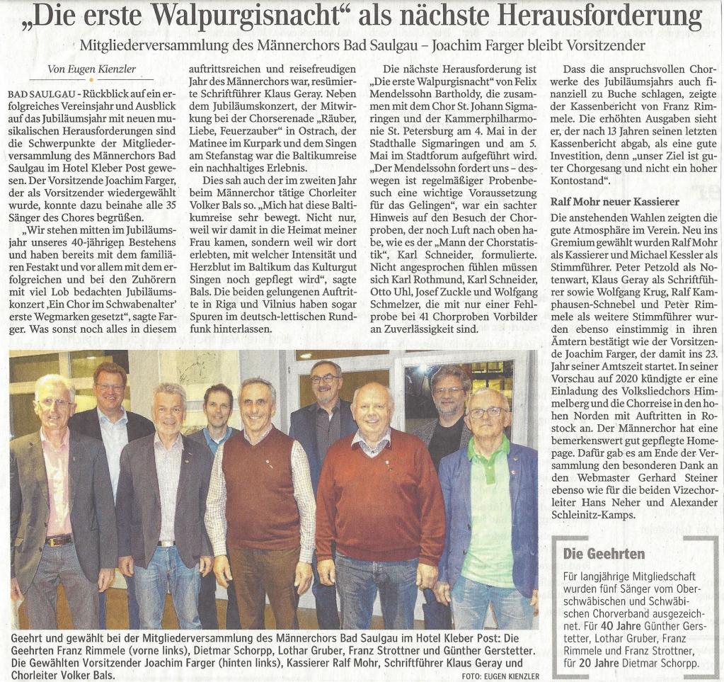Bericht Schwäbische Zeitung 26.03.2019